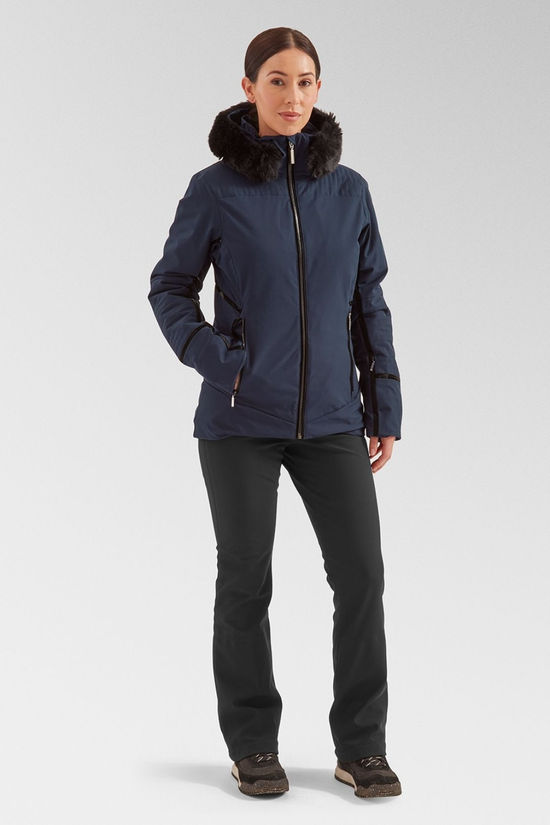 Henri Duvillard Womens Elise Faux Fur Ski Jacket Midnight