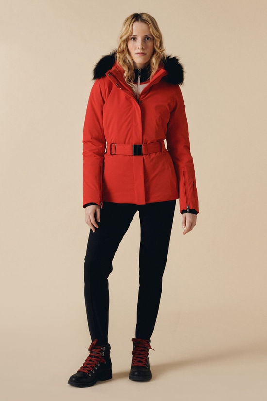 Poivre Blanc Womens Emily Faux Fur Ski Jacket Scarlet Red