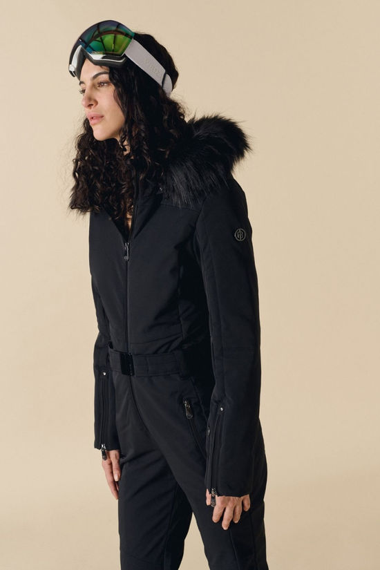 Poivre Blanc Womens Emy Faux Fur Ski Overall  Black