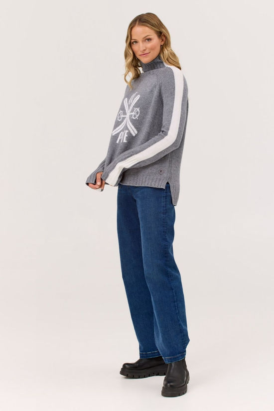 Krimson Klover Womens Off- Piste Turtleneck Sweatshirt Heather Grey