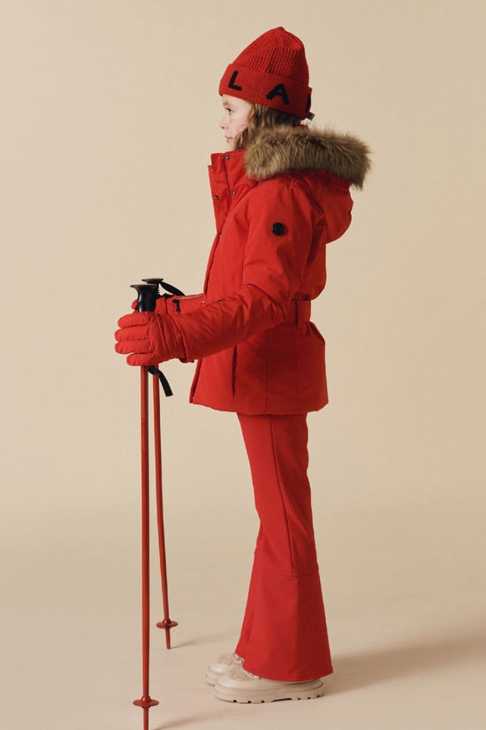 Poivre Blanc Kids Joana Faux Fur Ski Jacket Scarlet Red