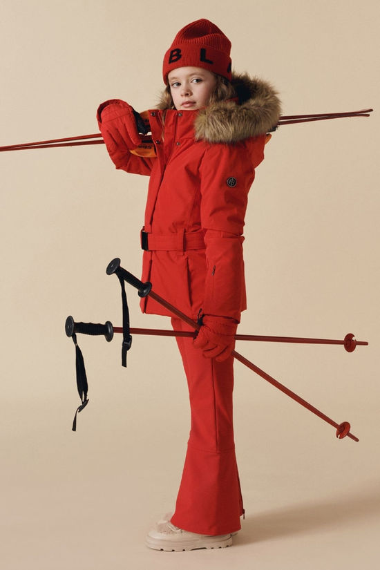Poivre Blanc Kids Joana Faux Fur Ski Jacket Scarlet Red