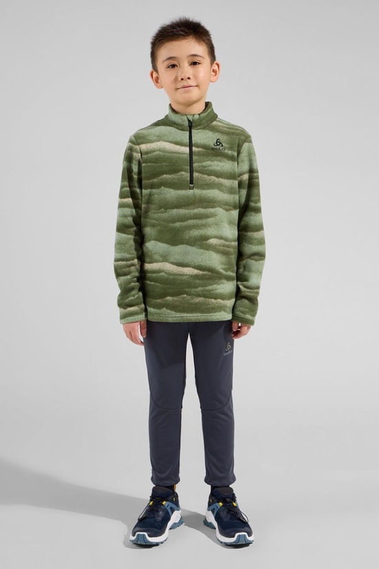 Odlo Youth Roy Graphic Half Zip Mid Layer Fleece 14+ Matte Green
