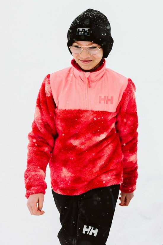 Helly Hansen Juniors Champ Half Zip Midlayer Fleece Sunset Pink Aop