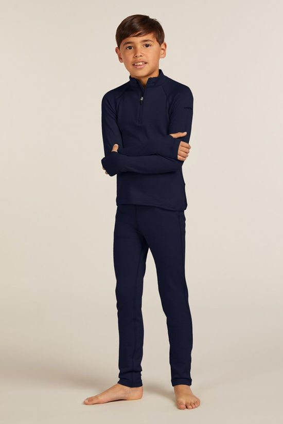 Icebreaker Kids 260 Tech Half Zip Base Layer Top Midnight Navy