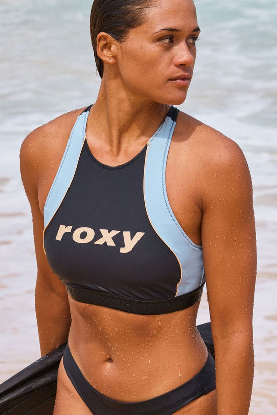 Roxy Womens Active Crop Top Bikini Anthracite