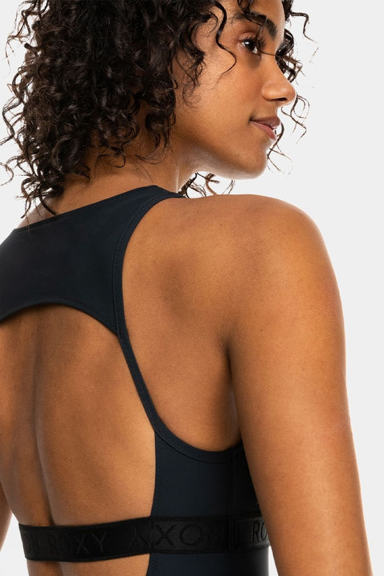 Roxy Womens Active High Leg One Piece Swimsuit Anthracite