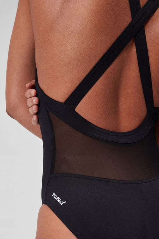 Speedo Womens Endurance+ Power Crossback One Piece Swimsuit Black