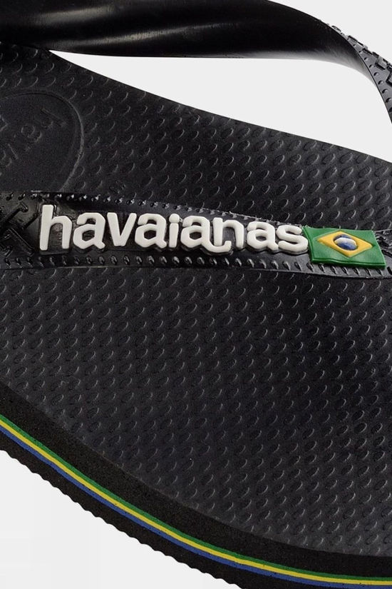Havaianas Brasil Logo Flip Flops Black
