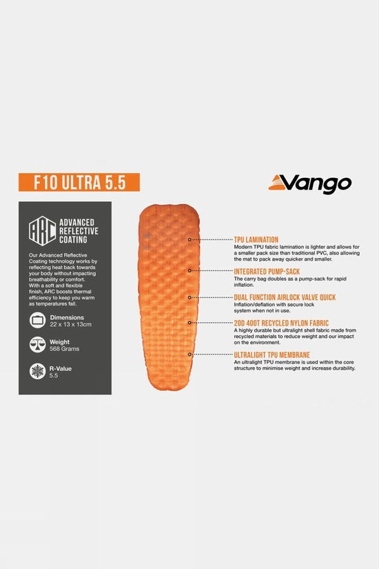 Vango F10 Ultra 5.5 Sleeping Mat Burnt Orange
