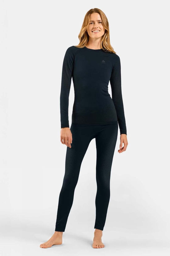 Odlo Womens Performance Warm Eco Long Sleeve Base Layer Top Black