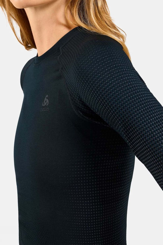 Odlo Womens Performance Warm Eco Long Sleeve Base Layer Top Black