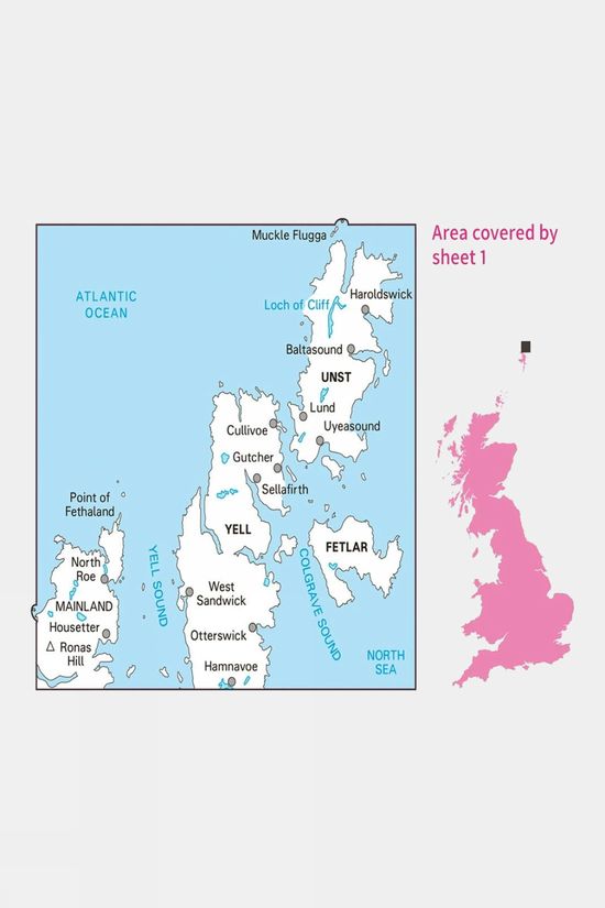 Ordnance Survey Landranger Map 01 Shetland - Yell, Unst and Fetlar V16