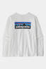 Patagonia Womens Long-Sleeved P-6 Logo Responsibili T-Shirt Fiber White
