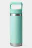 Yeti Rambler With Colour Straw Cap Drinks Bottle - 18oz / 532ml Seafoam